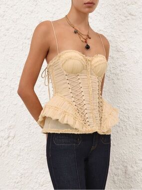 Zimmermann - Rebellion Frayed Silk Corset Top RUNWAY 2026 piece